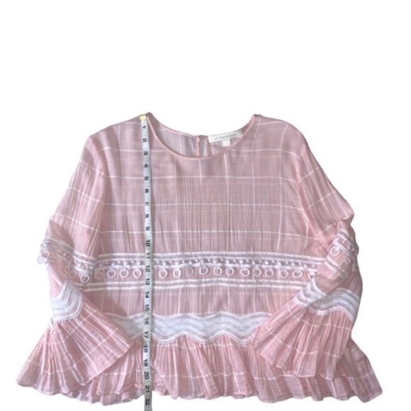 Jonathan Simkhai Embroidered Grid Trumpet Top Pink - Picture 6 of 13
